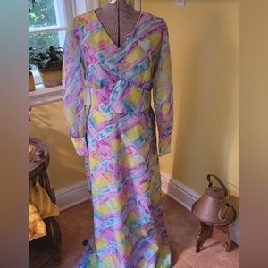 Vintage 1970s. Retro Maxi Dress. US14.